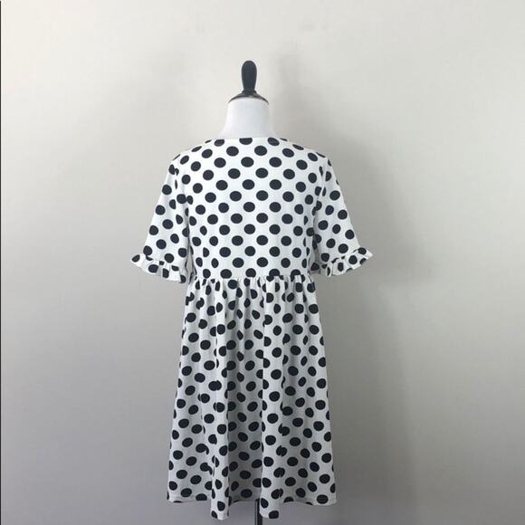Ruffle Sleeve Dress White Polka Dot - Picture 3 of 4